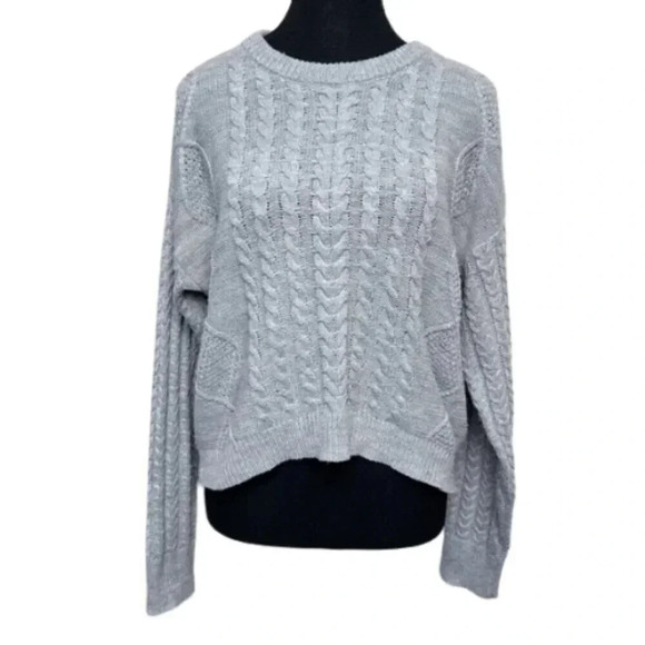 John + Jenn Womens Small Cable  Crop Knitted Crew Neck Sweater - Picture 1 of 14